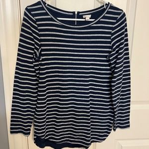 Merona Navy Stripe Shirt, Zipper Back Size S